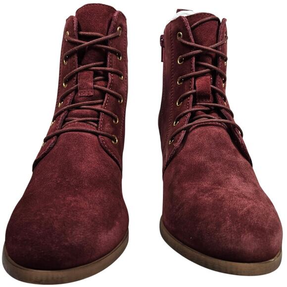 Diba Blake Suede Leather Stacked Wedge Bootie in Burgundy 8.5 NWT - Picture 3 of 13